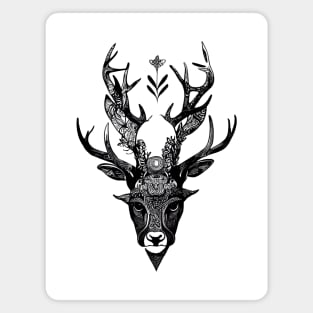 Stag Deer Wild Animal Nature Illustration Art Tattoo Magnet